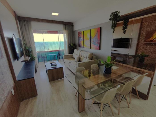 Apartamento 2 suítes projetado e vista total mar ! - 福塔萊薩